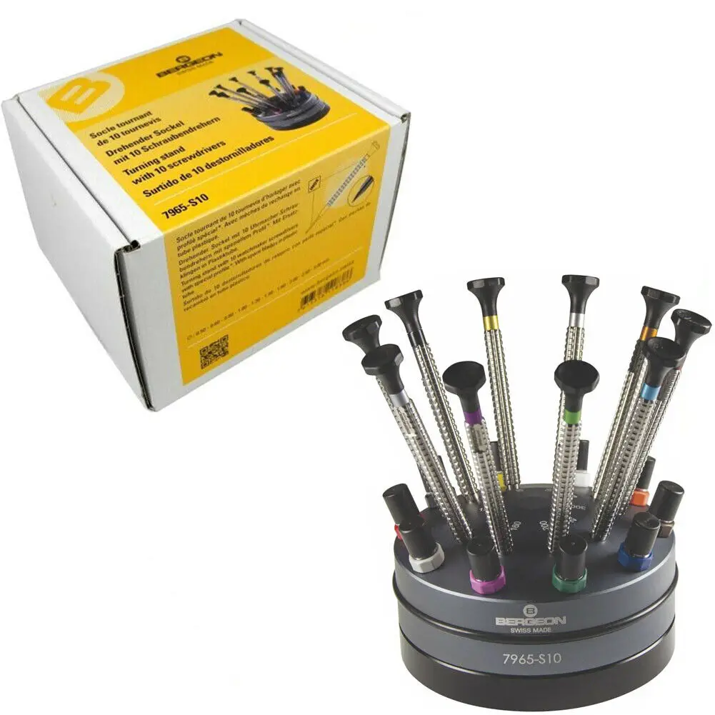 Bergeon 7965-S10 Set Of 10 Screwdrivers On Special Profile Stand