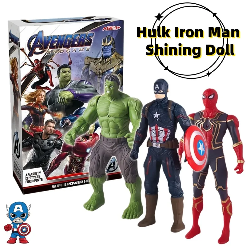 

New Creative Avengers cosplay figurine model toy anime cartoon luminous team Iron Man Thanos doll student doll birthday gift