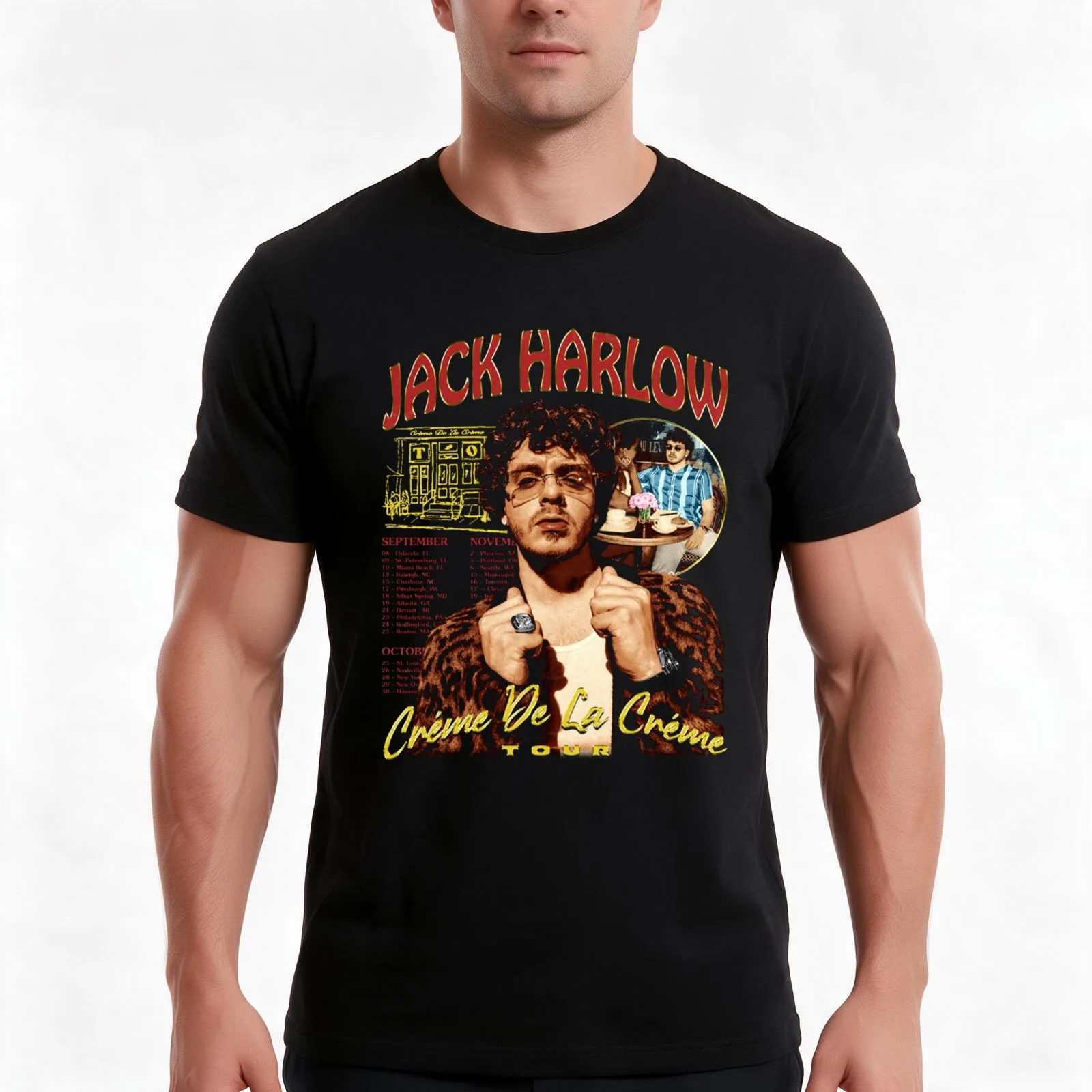 Bootleg Harlow Rapper Tour Vintage T-Shirt, Summer Casual Cotton Tee, Oversized Streetwear Tops, Vintage Graphic Print