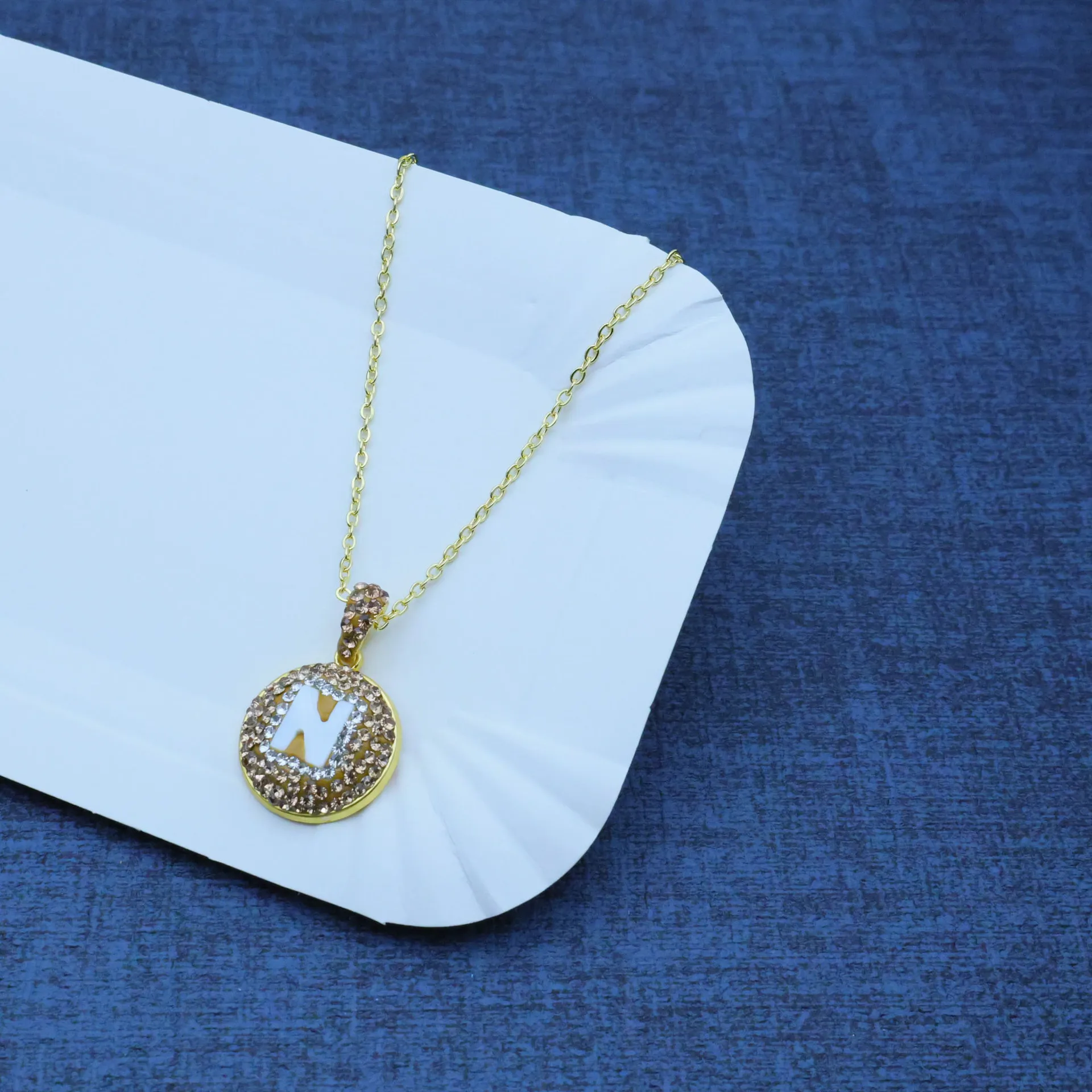DIY accessories Cross-border natural shell carving high-end letter N handmade design light luxury three-piece women's jewelry