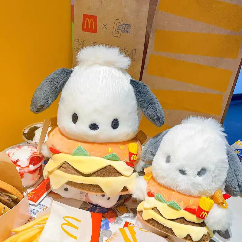 Kawaii Pochacco Hamburger Cartoon Plush Doll Bag Clothes Crossbody Bag Toys Anime Cartoon Toys for Cute Dolls Christmas Gift