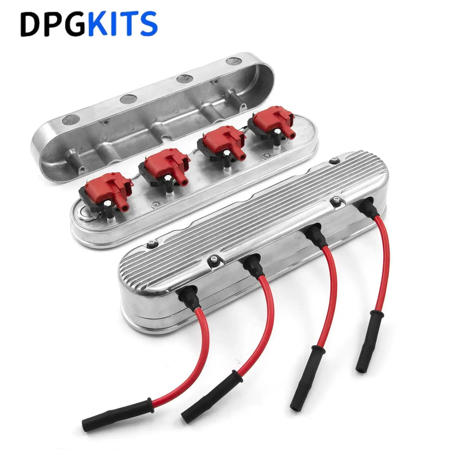241-181 2pcs Finned Coil Aluminum Valve Cover Polished for Chevy LS LS1 LS2 LS3 LS6 LS7 Engine Part with 1 Year Warranty