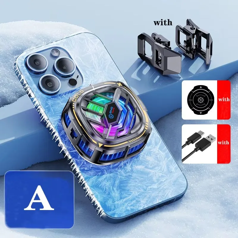 

X76A Magnetic Display Phones Cooler Back-Clip 2 in 1 Game Cooler Semiconductor Fast Phone Cooling Fan for IOS Android Phone