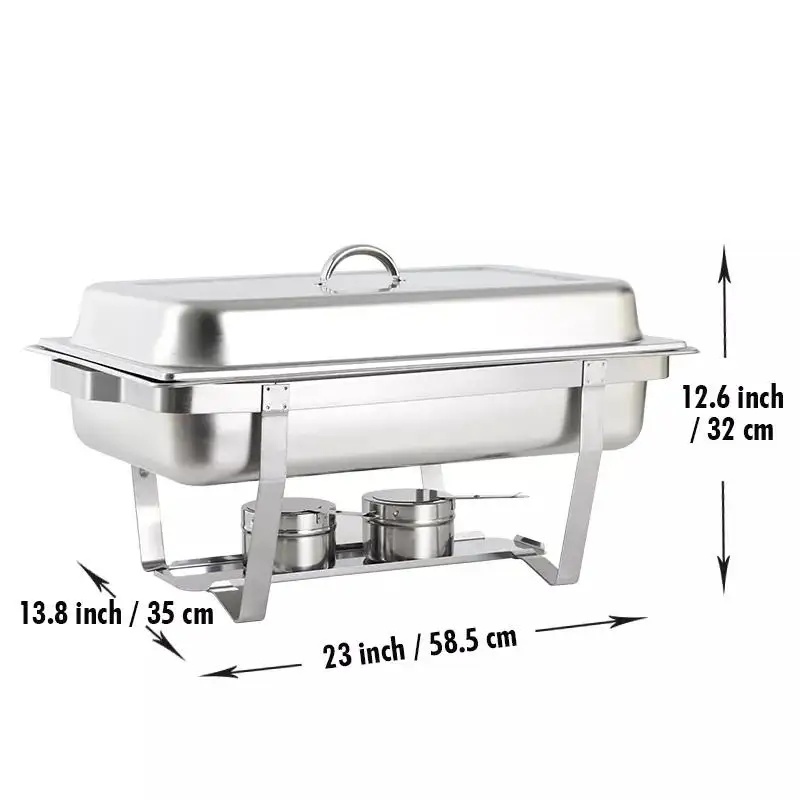 Commercial Restaurant Equipment Stainless Steel Buffet Hot Pot Food Warmer Oblong Chafing dish for Buffet