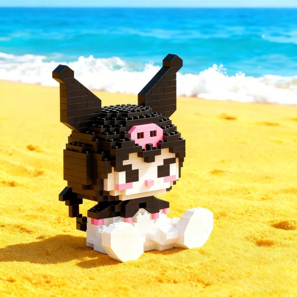 Sanrio anime olá kitty minha melodia cinnamoroll pompompurin kuromi amigos blocos de construção tijolos menina crianças brinquedo do miúdo presente conjunto