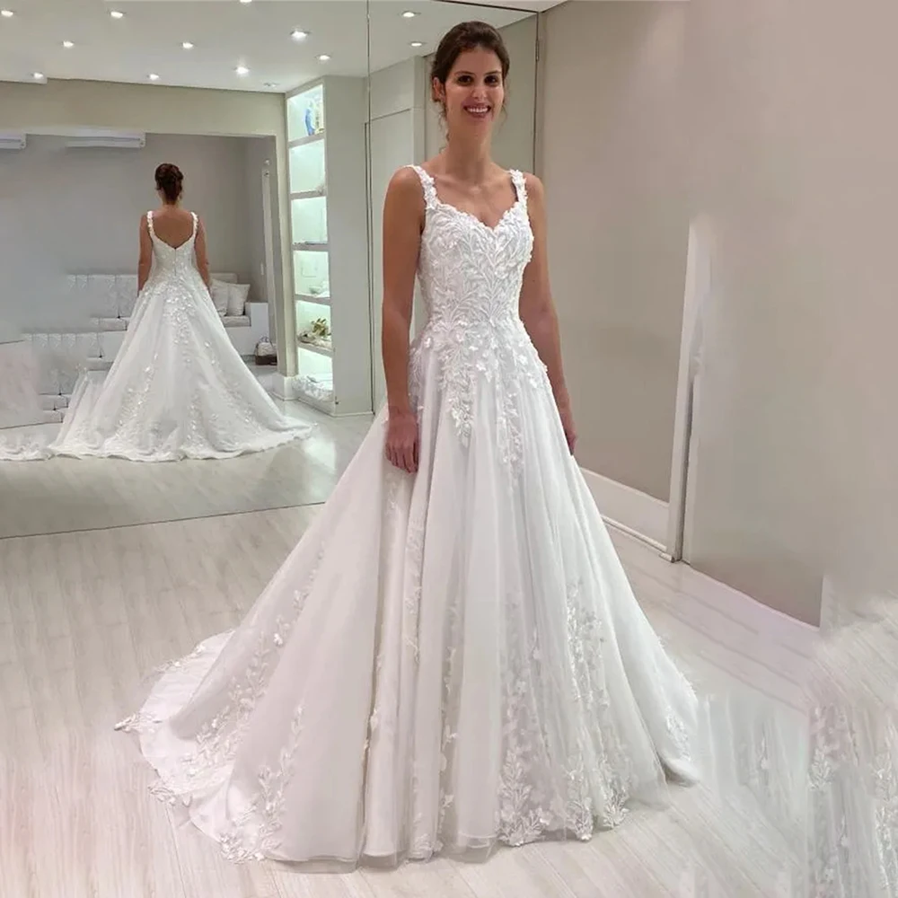 

Wedding Dress Sweetheart Neck Sleeveless Spaghetti Strap Appliques A Line Pleated Bride Dress Bride Gowns Formal Bridal Gown