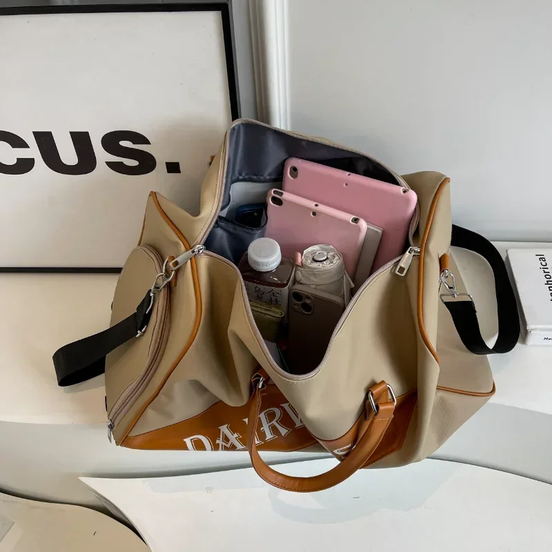 New Large Capacity Color Blocked Oxford Cloth Women's Travel Bag 2024 High Quality Fashionable Multifunctional Shoulder Bag