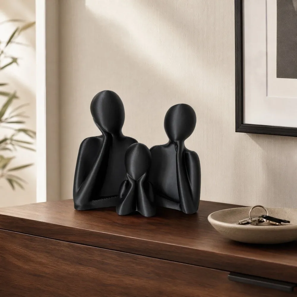 Couple Embracing Sculpture Abstract Family Sculpture 3D Printed Resin Minimalist Figure Statue Unique Plastic