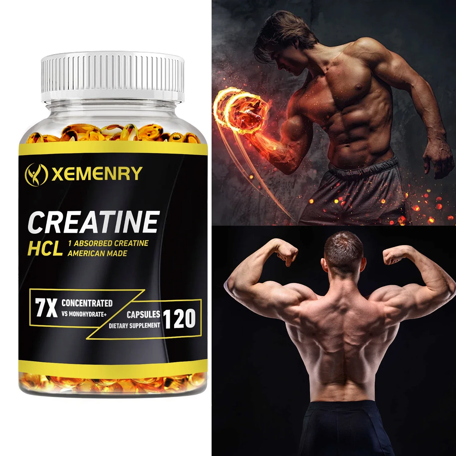 Creatine HCl - Increase Strength, Build Muscle and Improve Performance, Explosive Power for Men