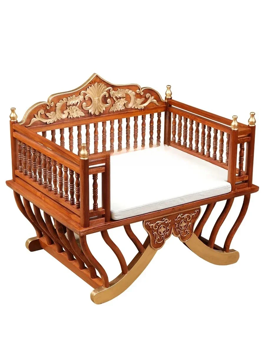 New Chinese Style Solid Wood Living Room Sofa Cushion with Backrest Southeast Asian Style Club Soft Furniture
