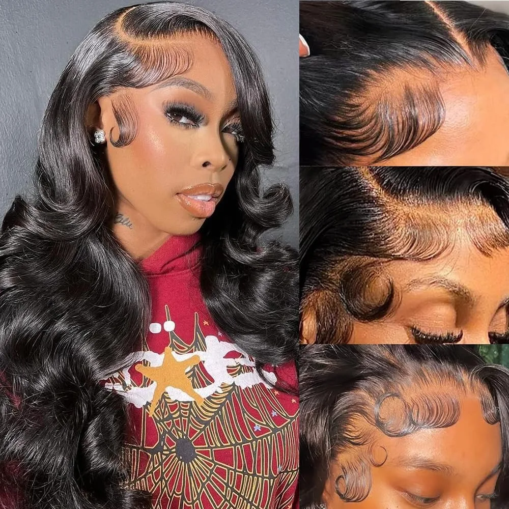 200% Density 13x4 Body Wave Lace Front Human Hair Wig Pre Plucked 40 Inch 13x6 Hd Transparent Lace Frontal Wigs For Black Women image 5