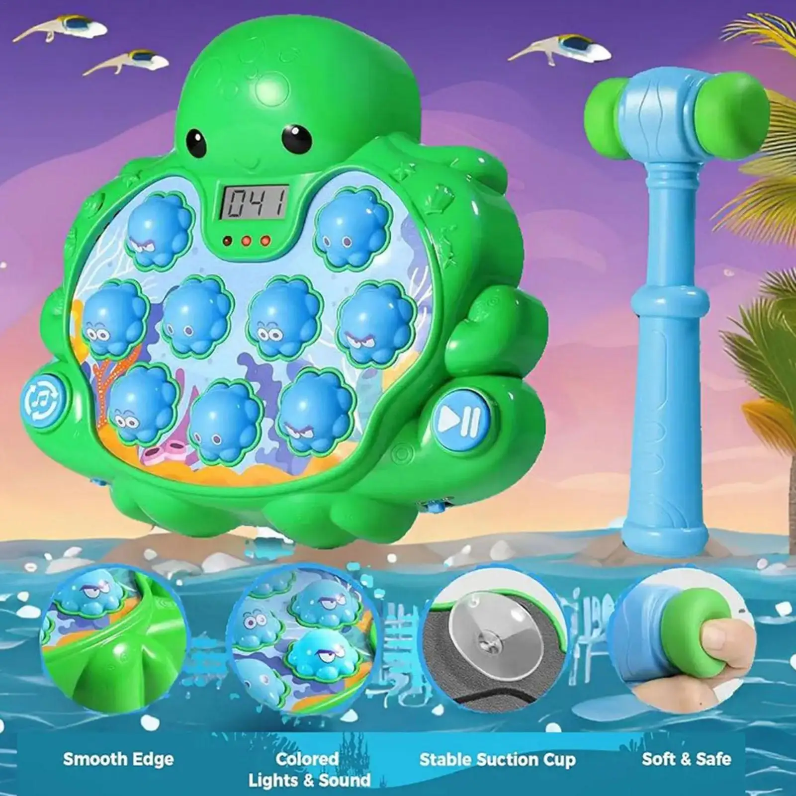 

Whack Animal Toy Kids Hammering Game Hand Eye Coordination Playgame Octopus Shape Kids Toys For Boy Travel School Home Playtime