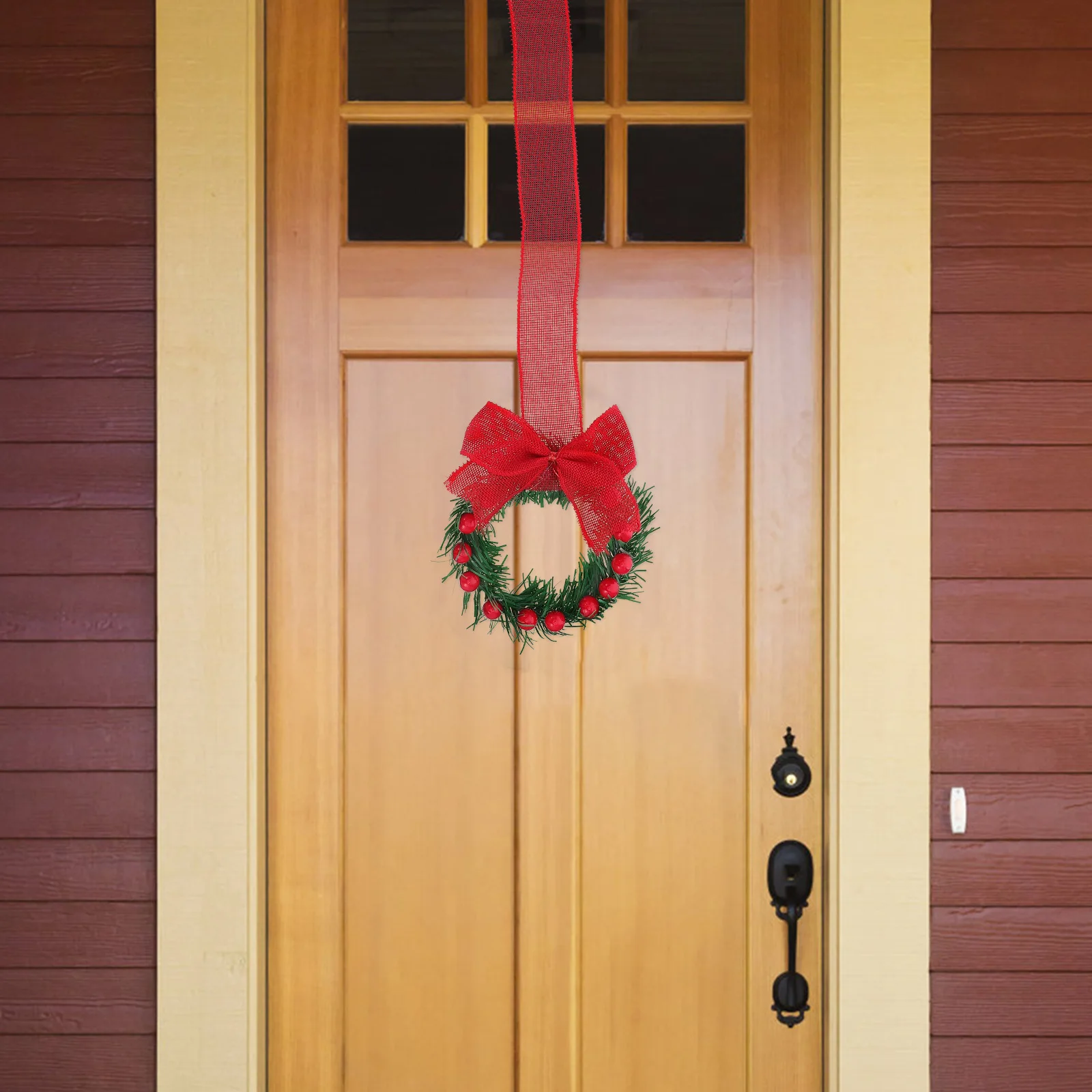 

4Pcs Large Artificial Christmas Wreath Red Ribbon Bow Hanging Garland Front Door Windows Indoor Spaces Festive Holiday