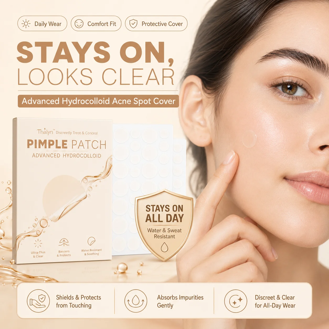 288PCS Salicylic Acid Acne Patches White Hydrocolloid Pimple Stickers Invisible Blemish Cover Face Spot Care image 6