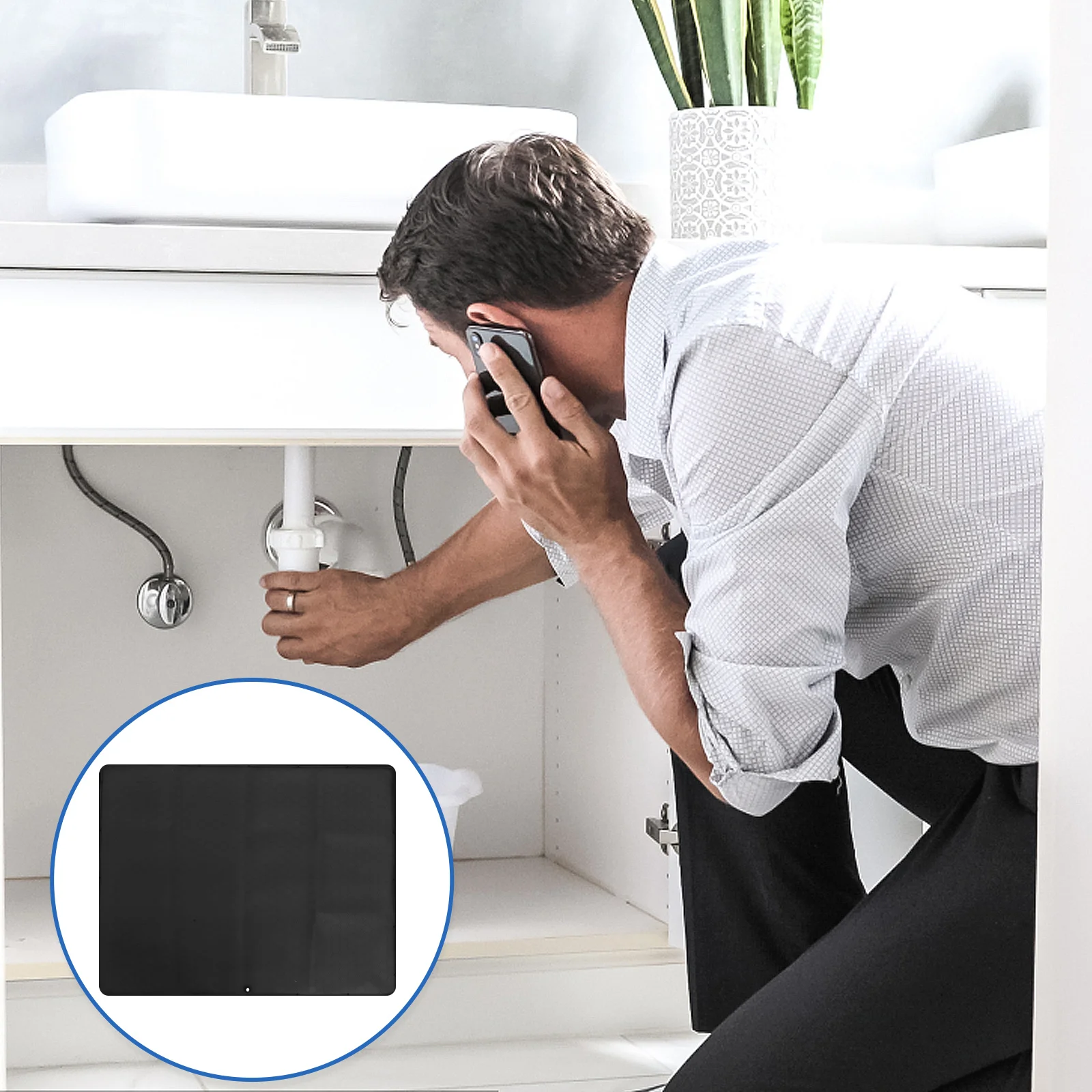 

Under Sink Mat Rubber Waterproof Kitchen Cabinet Liner for Sink Storage Organizer Mat Bathroom Practical