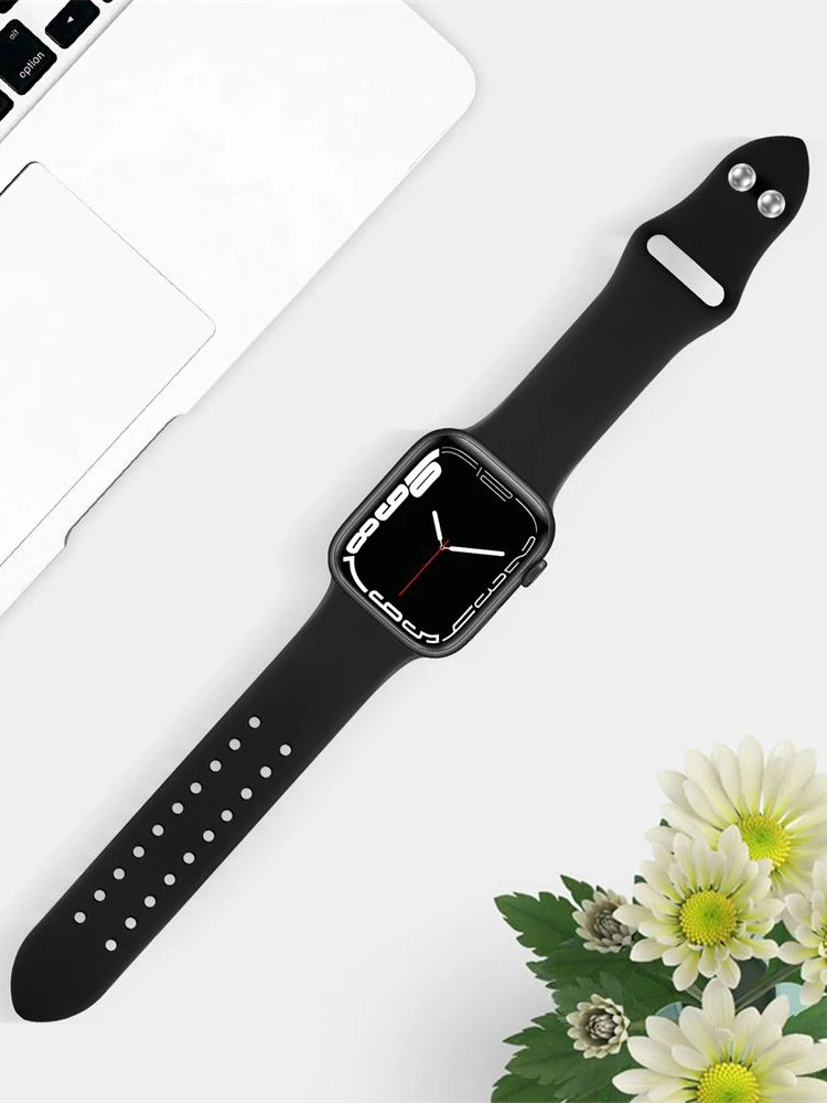 

Silicone band for Apple watch strap series 8 7 SE 6 5 4 3 ultra bracelet correa iWatch band 45 mm 44mm 40mm 42mm 41mm 45mm 49mm