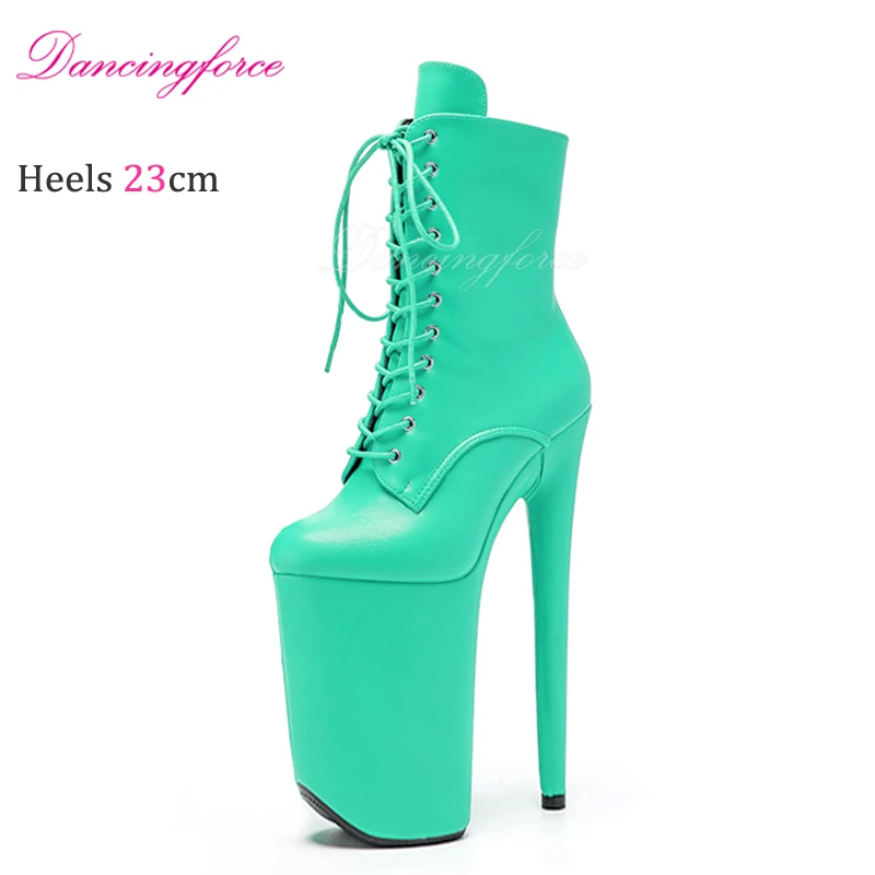 New Black Sexy 23Cm/9Inchs High Heels Platform Stripper Ankle Boots Knight Female High Pole Dance Shoes Women Fast Shipping
