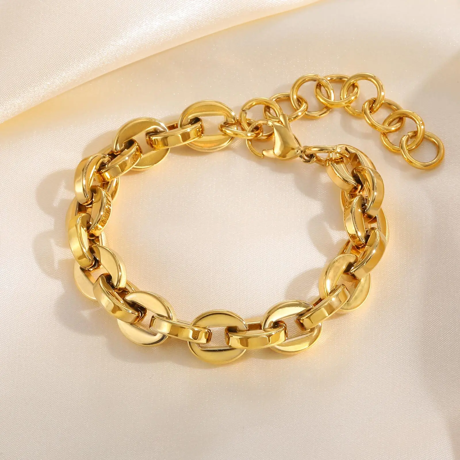 

Bracelets for Women, Gold Color Stainless Steel Statement Jewelry, Minimalist Adjustable Bracelets for Female