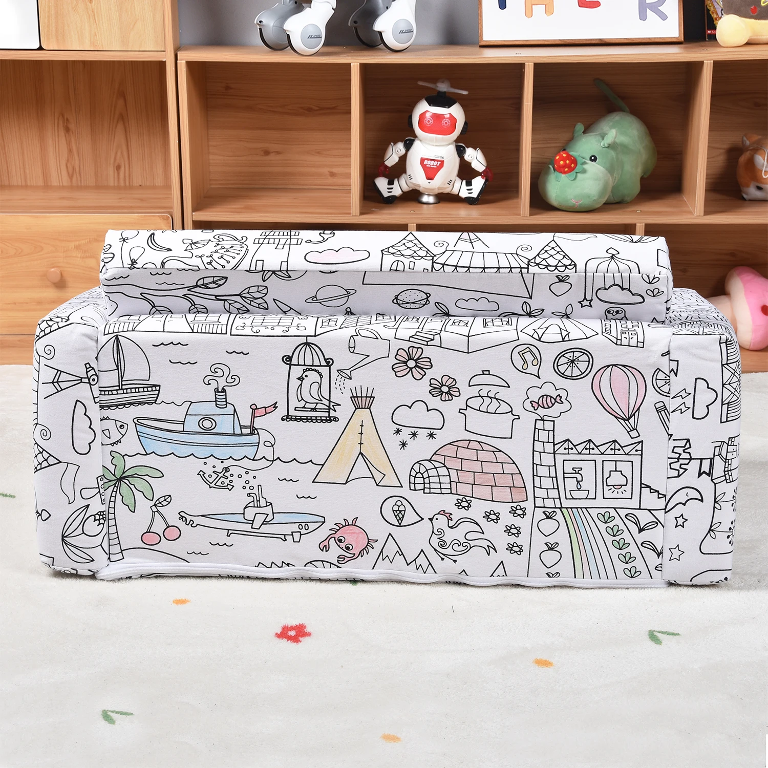 Graffiti Children Folding Sofa, High Elastic Sponge, Divergent Children'S Thinking, Good Gifts For Children