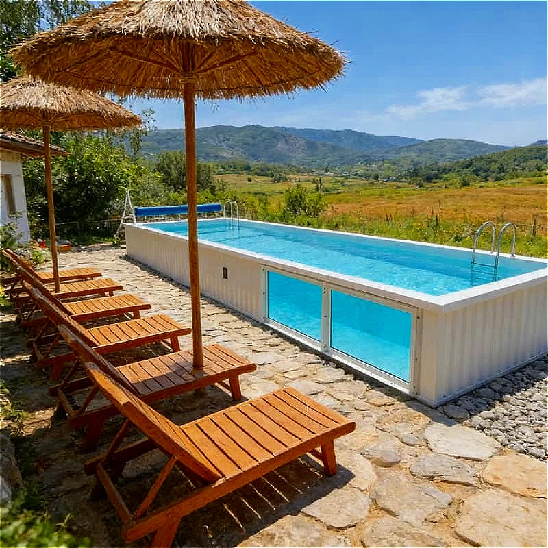 Portable Container Pool Container Swimming Pool Stainless Steel Above Ground for Hotel Resort Outdoor Lounge Pool Customized