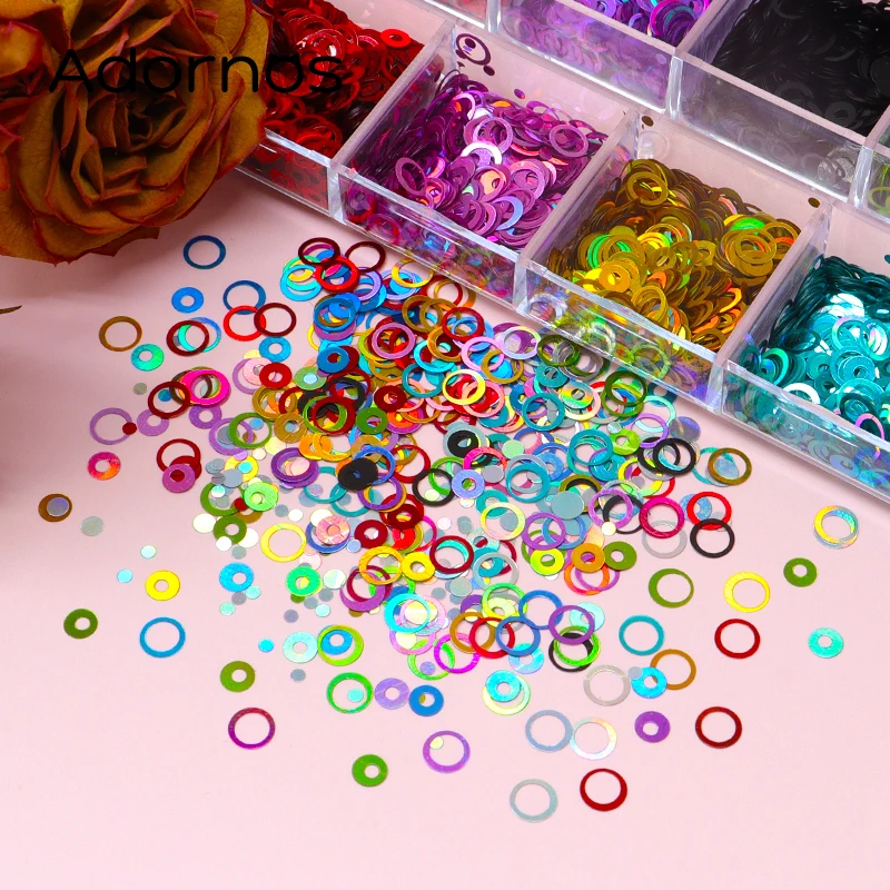 Accessori per unghie paillettes rotonde vuote olografiche Sparkly Mixed Color Mirror Circle Glitter Flakes Manicure decorazioni artistiche fai da te