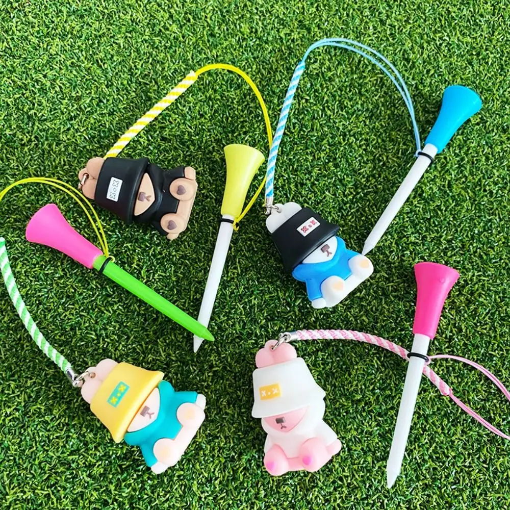 Plastic Cartoon Golf Rubber Tees Replacement Ball Holder Fisherman's Bear Golf Tee Recyclable Portable Golf Novelty Shape Tees