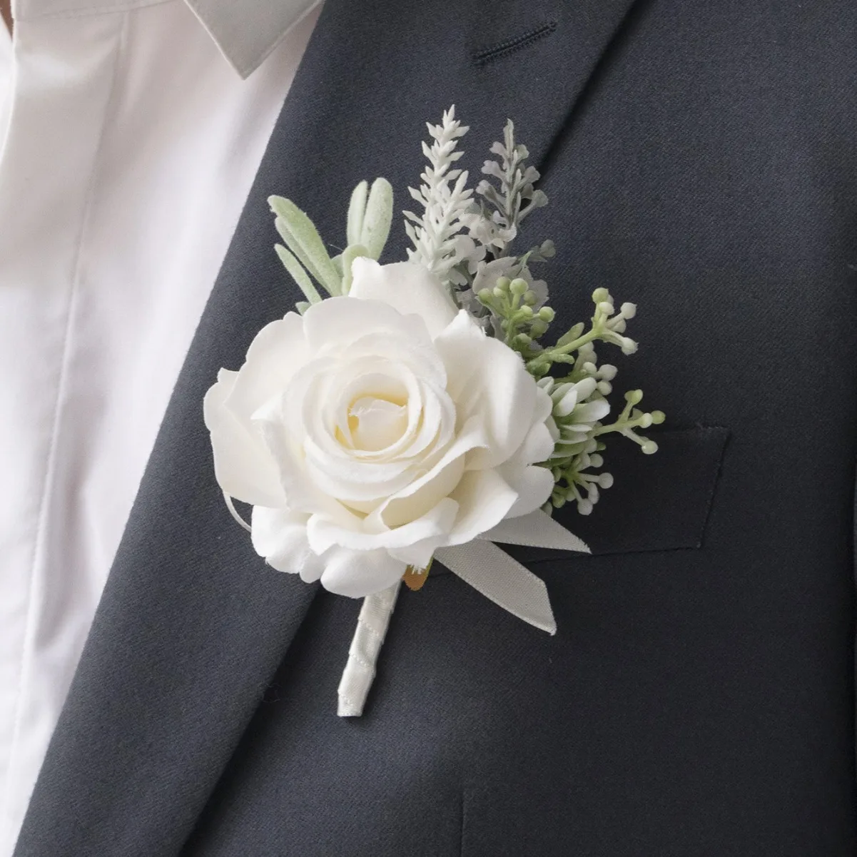 1Pcs Simulation Rose Boutonniere Wrist Corsage Artificial Flower Accessories For Bride Bridesmaid Prom Party Gift Decoration