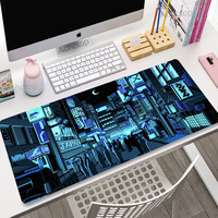 Japanese Anime Pixel Game Art Desk Mat Neon City Gaming Mouse Mat 900x400 Mousepad Extra XXL Large Gaming Desk Pad Anime Street