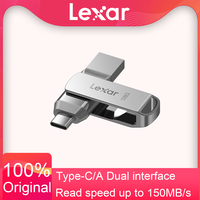 Lexar USB3.2 Type-C/A Pen Drive D40T 128GB 256GB Max up to 150Mb/s Metal Memory Stick Flash U disk for iPhone 15 Huawei Mate 60