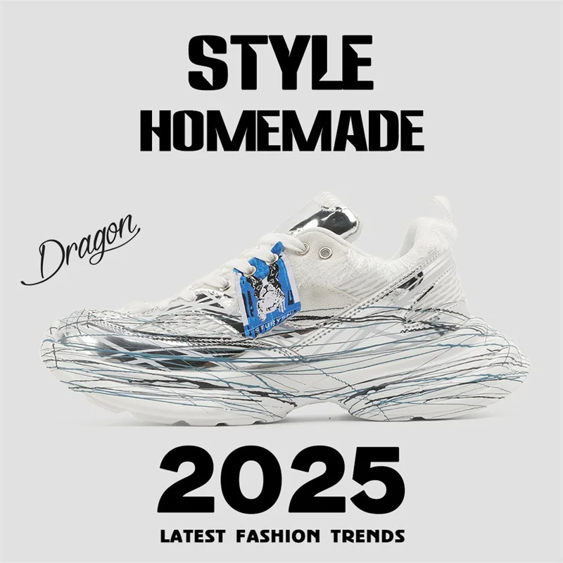 

Couples Dad Shoes 2025 Autumn New Fashion Trend Thick Bottom Heightening Casual Shoes Breathable Mesh Lining All-Season Wear