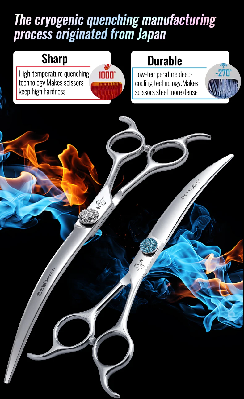Fenice Professional 6,5/7,5 Zoll super große gebogene Schere 45 ° Gebogene Schere zum Trimmen von Hunden-Haustierpflegewerkzeugen mit rundem Kopf – Detail 8