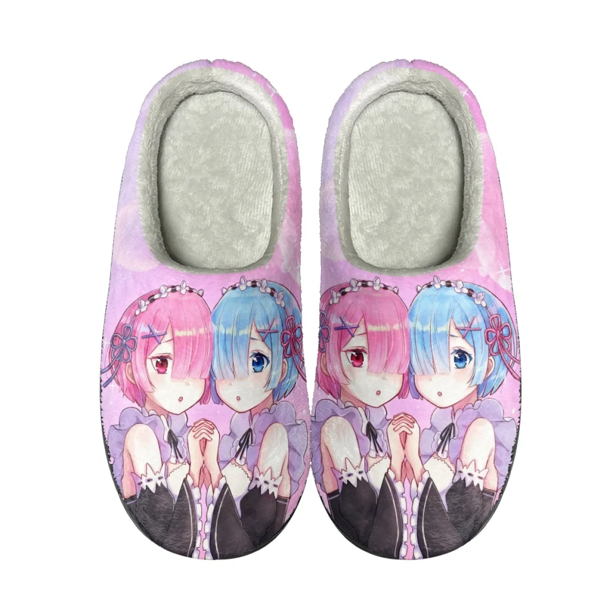 Life in Another World From Scratch Re Zero Ram and Rem Print Spring Autumn Unisex Cotton Slipper Breathable Slipper Custom Image