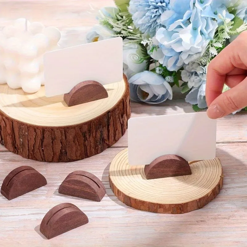 Supports demi-ronds en bois à surface lisse et polie, 7 pièces, décoration de fête d'anniversaire, polyvalents, multifonctionnels