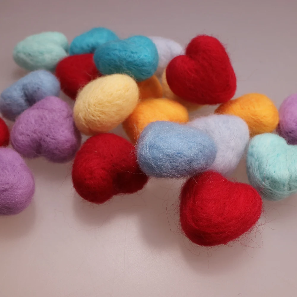 Newborn Photography Prop Infant Girl Boy Photo Shoot Props Felted Wool Felt Love Heart Star Shapes Decorations Studio Shooting