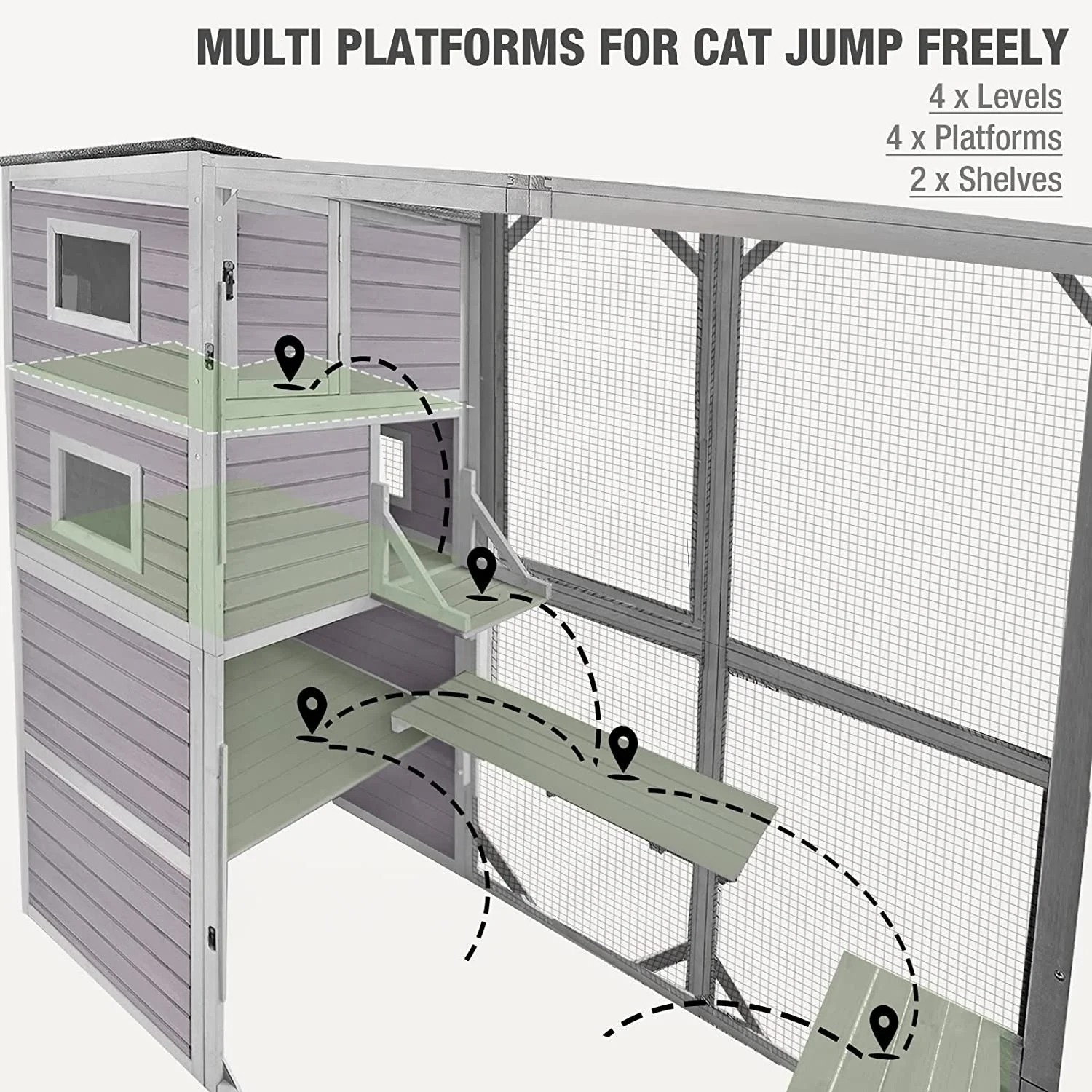 حار بيع في الهواء الطلق كبير خشب متين قفص الحيوانات الأليفة بيت القط الخشبي #4