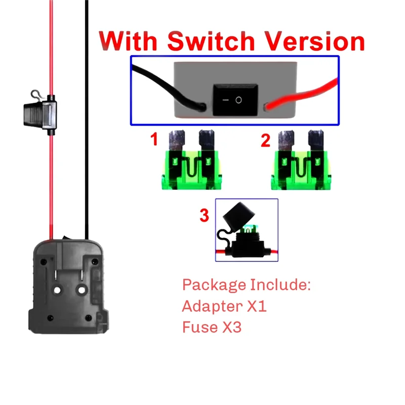 AEE8-12AWG Power Wheels Adapter For  18V Team Lithium Battery Power Connector DIY W/Switch