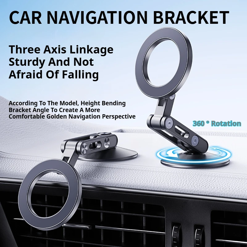 

Aluminum Alloy Magnetic Mobile Phone Holder Foldable 3M Strong Adhesive Fixed Pasted Car Navigation Bracket for iPhone 14 15 16