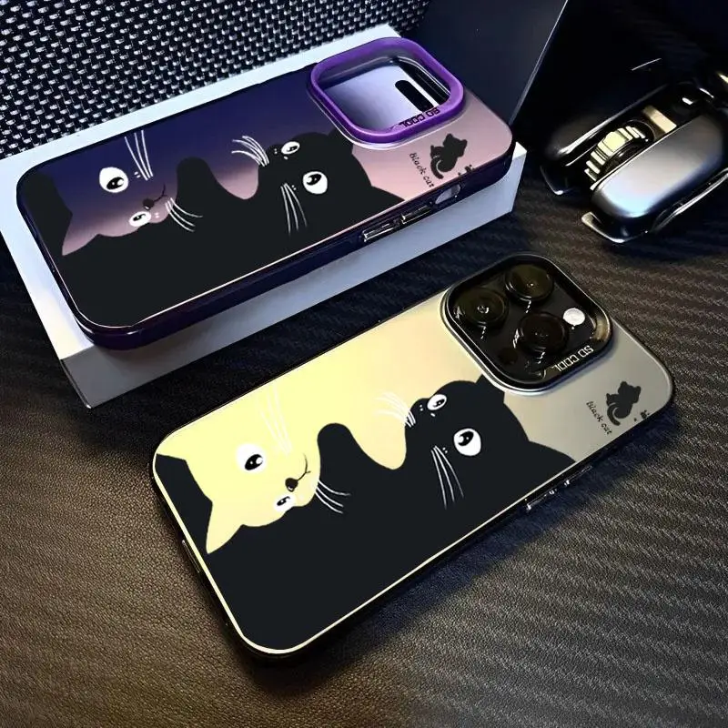 Case for Huawei Nova 9 7 P30 P40 Mate 30 Pro 40 Shell Matte Hard Acrylic Soft Silicone Edge Black Cat Back Cover