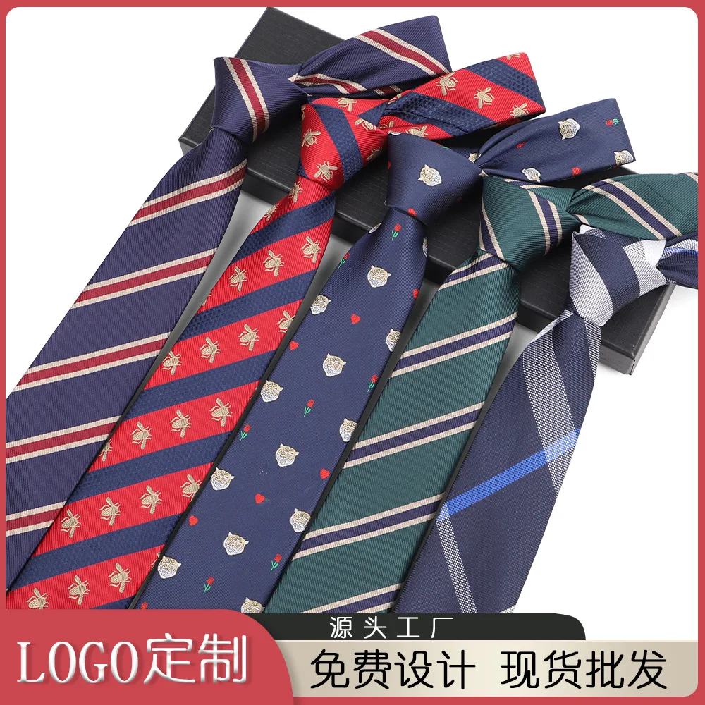 

New polyester silk men's tie 7cm arrow pattern jacquard business banquet tie in stock in Shengzhou