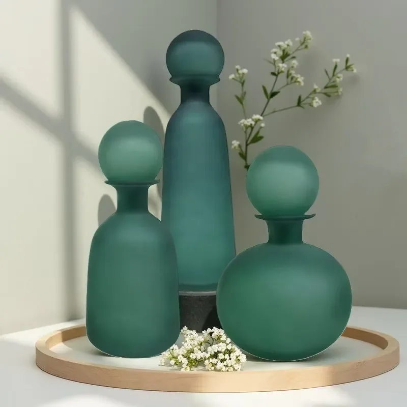 for Custom Creative Handmade Glass Vase Round Ball with Lid Storage Jar Small Mouth Home Wholesale Ornament Decoration