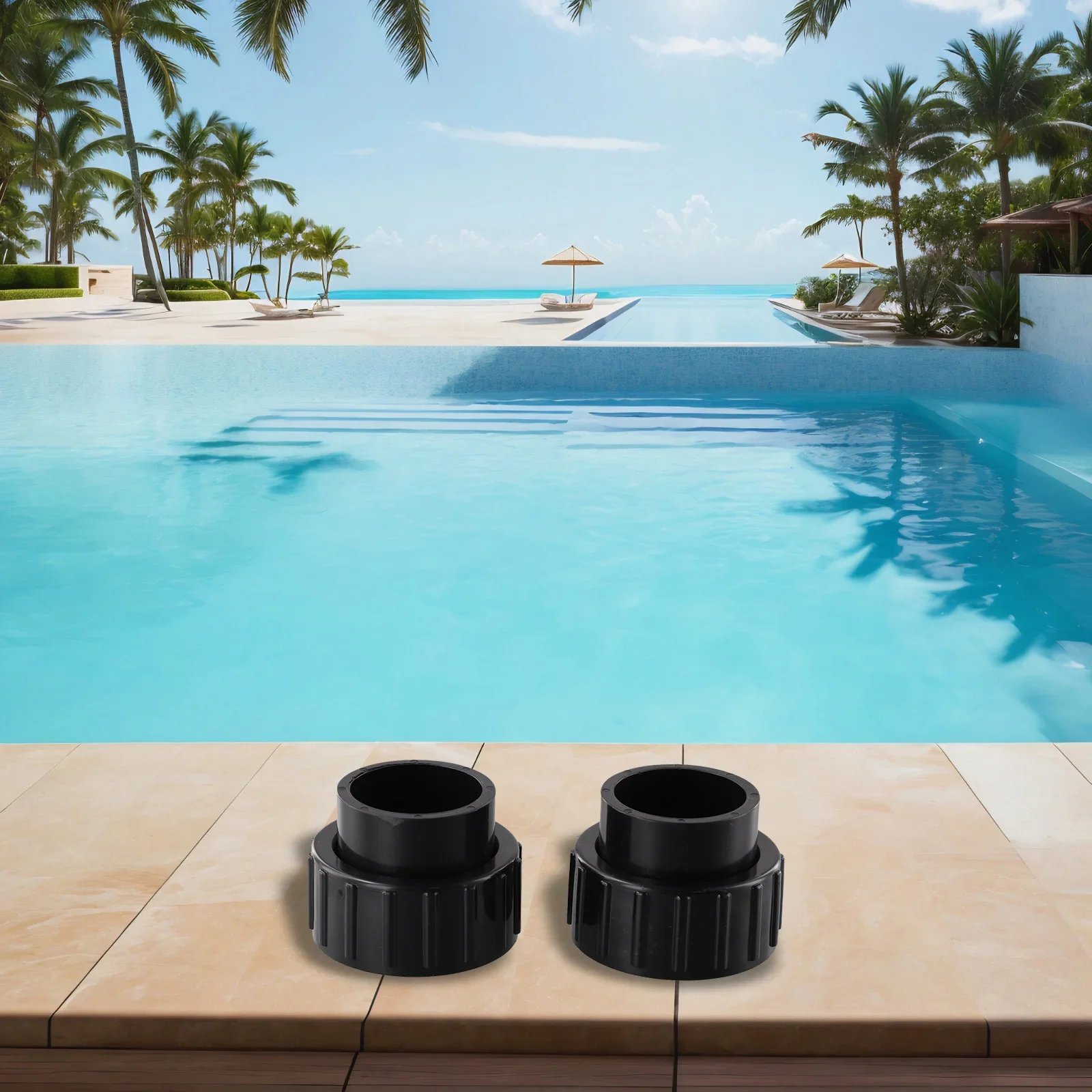 Practical High Quality Home Connectors Spa Pump 2 Pcs Black Easy Installation Parts For Superflo Inground Pool