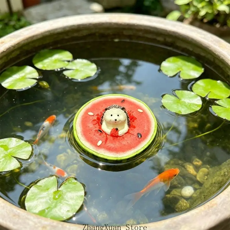 Schwimmende Igel-Statue, Wasserspielfigur mit Tiercharakter, Fruchtbasis, 3 x – Detail 5