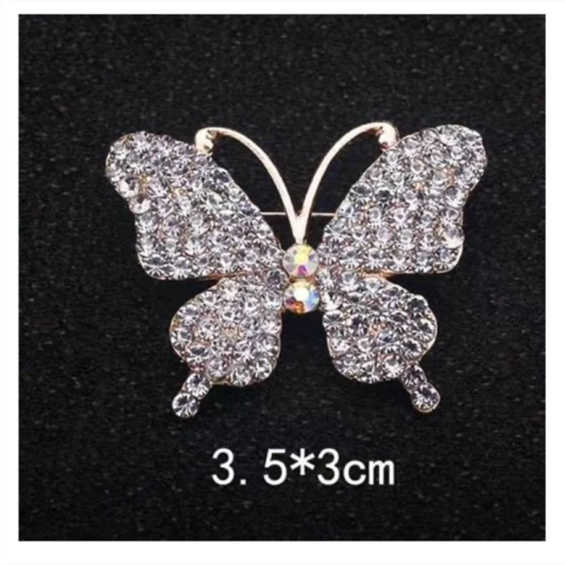 Rhinestone Butterfly Brooches For Women Fashion Insect Crystal Brooch Fixed Clothes Accessories Metal Pins Jewelry Wedding Gifts