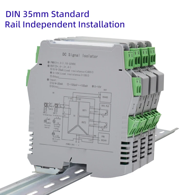 Thermocouple Temperature Signal Isolation K/B/E/J/R/S/T Temperature Sensor 4-20mA 0-20mA 0-5V 10V 35mm DIN Rail RTD Converter