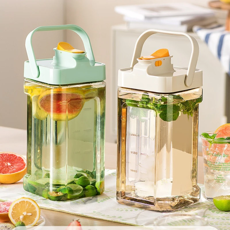 

Cold Kettle Summer Flower Teapot with Faucet Refrigerator Cold Kettle Large Capacity Ice Kettle Beverage Bucket Outdoor