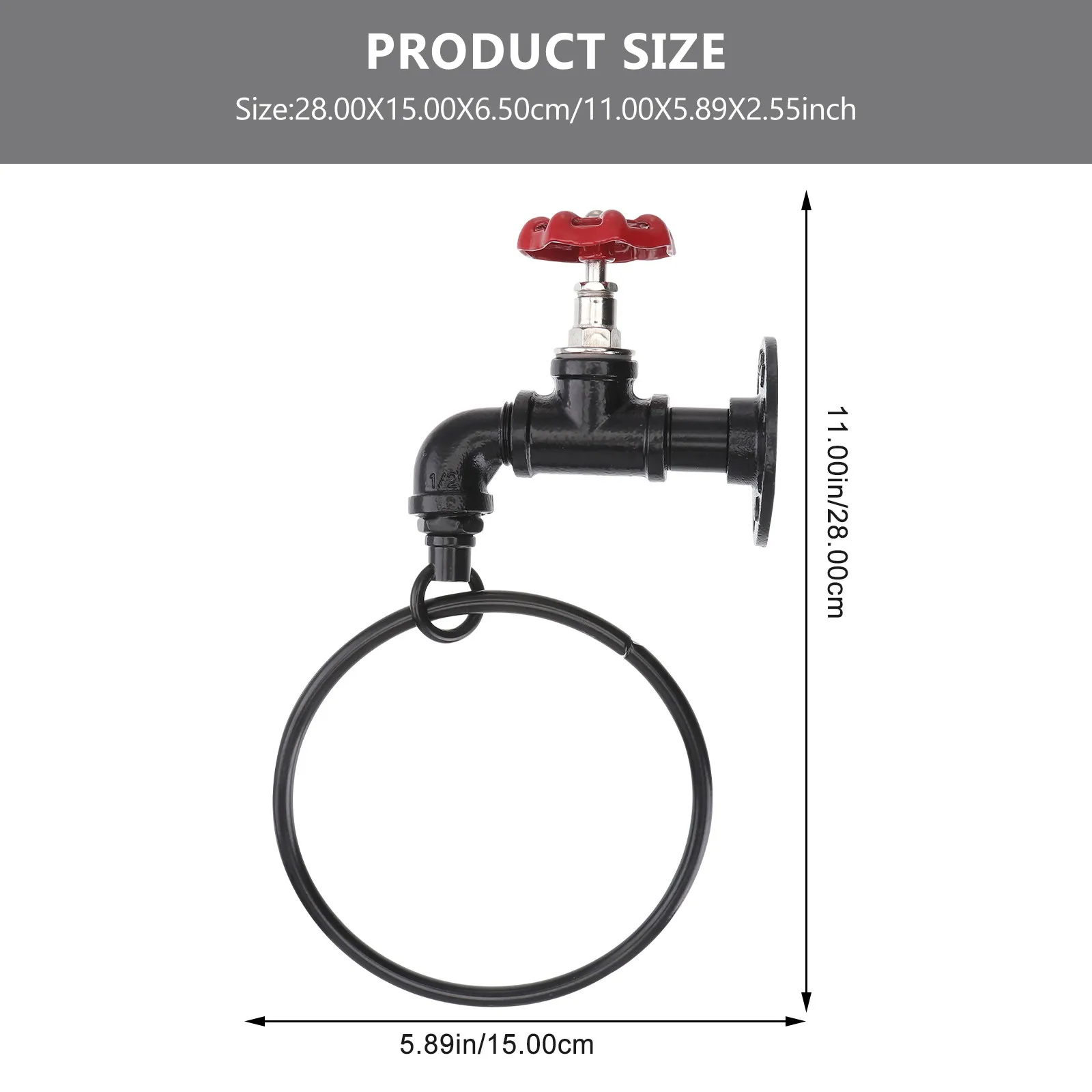 1Pcs Simple Towel Rack Black Wall Mounted Towel Ring for Bathroom Efficient Hanging Solution Strong Load Capacity Smooth Surface