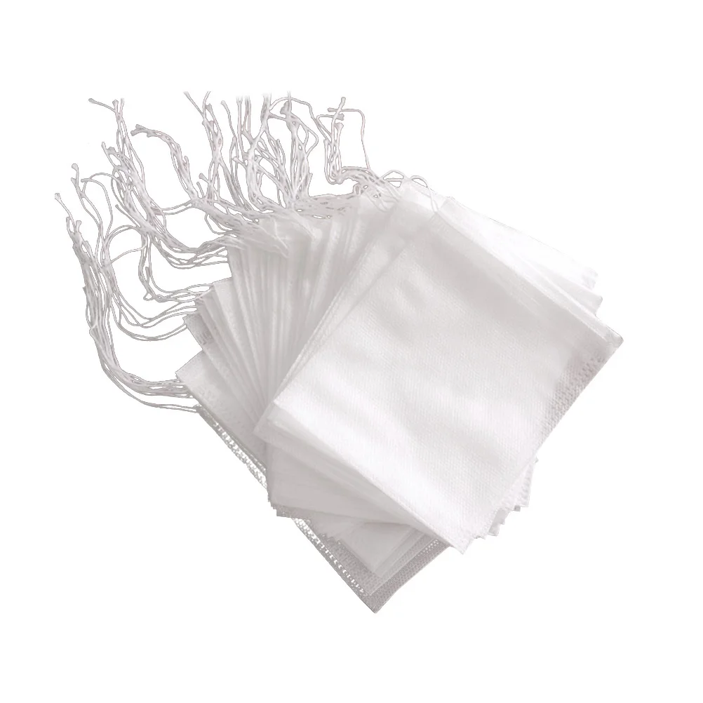 

200 Pcs Tea Bags Non Woven Infusers Disposable Drawstring Filter White Strainer Safe Environment Production Gifts Packaging