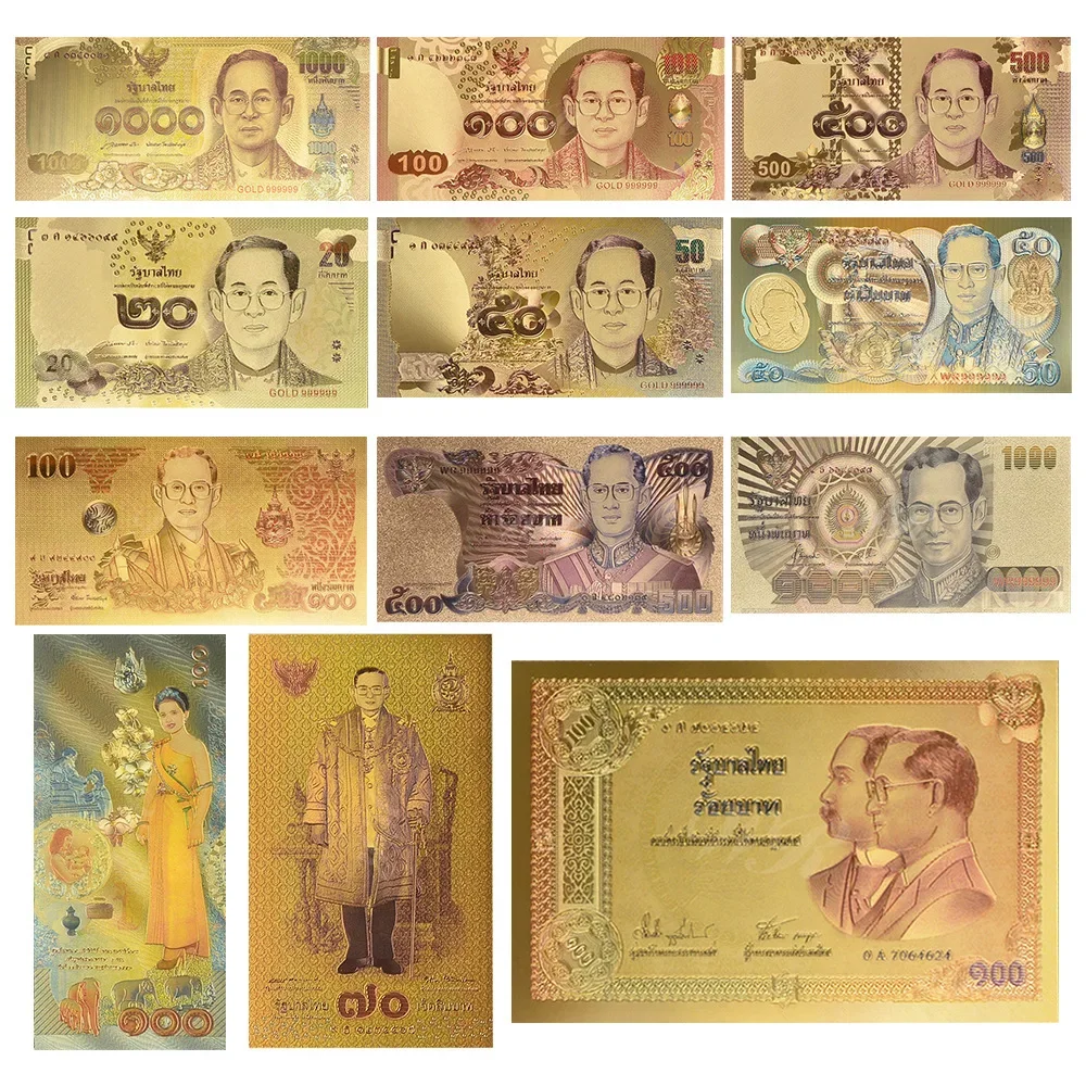 Billete de Banco chapado en oro de 24K de Tailandia, billete conmemorativo de Baht tailandés, recuerdo de negocios promocional, regalo para colección