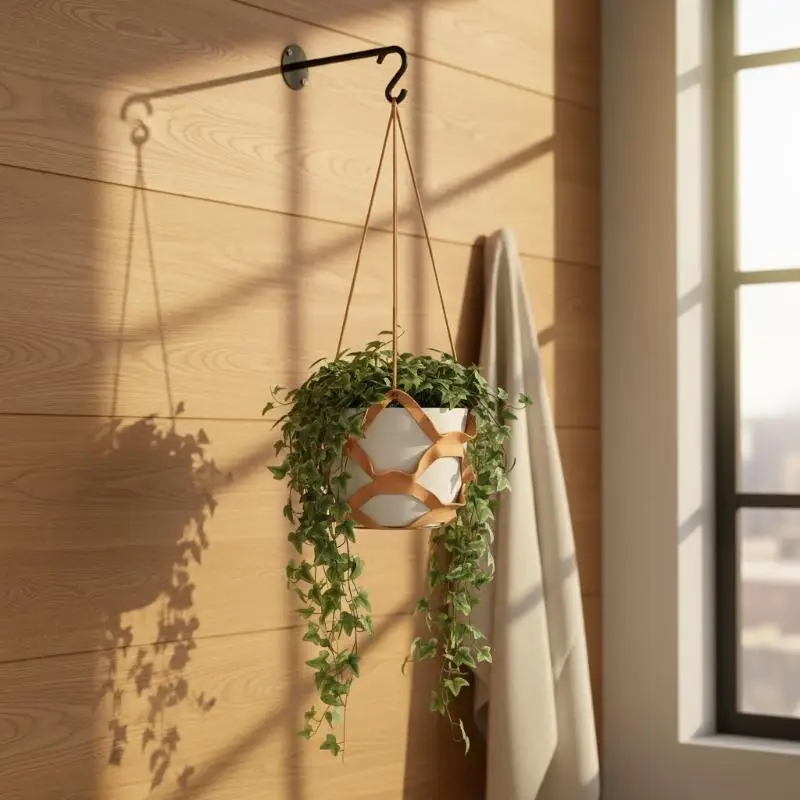 Polyurethane Leather Small Plant Hanger Hanging Flower Rack Wall Hanging Flower Pot Rack Decorative Flower Pot Rack