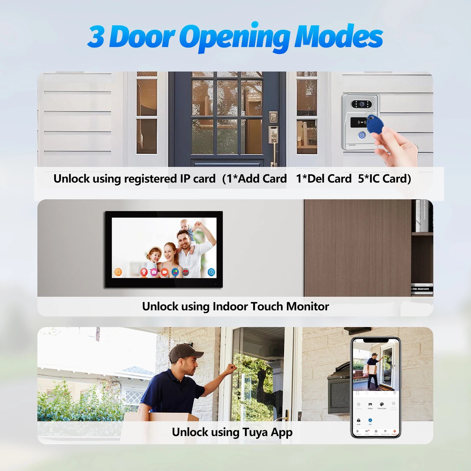 Tuya 7'' WiFi Video Intercom for Gate/Home, 1080p Waterproof Outdoor Camera with Night Vision, 2-Way Audio & Remote Unlock Smart